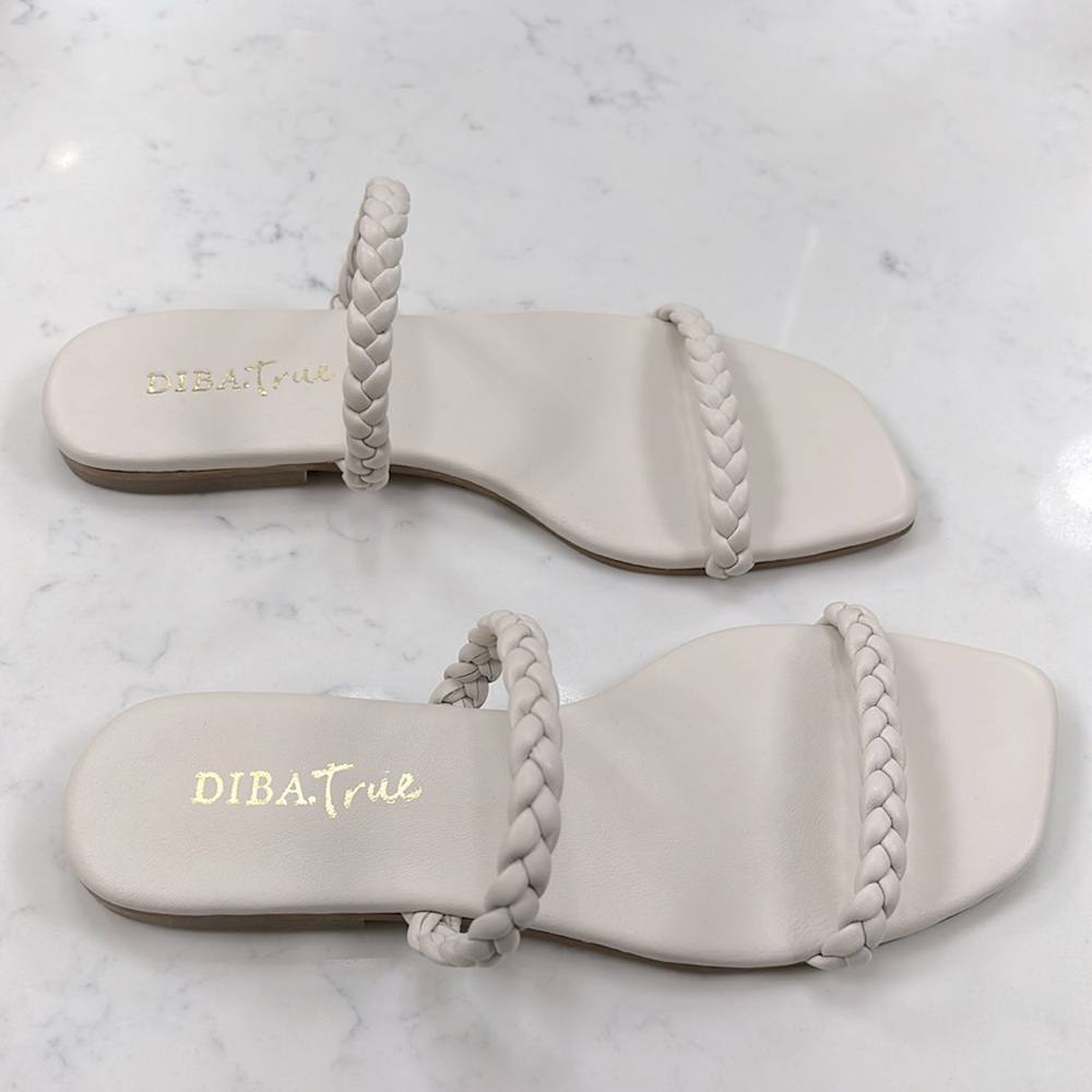DIBA NEW Jo Vial braided strap white Leather sandal size 8